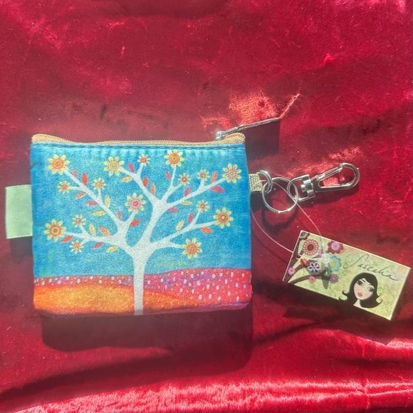 Sascalia Coin & Card Pouch- Tree & Blue Sky- NWT multi-colored -lobster clasp - Picture 5 of 5